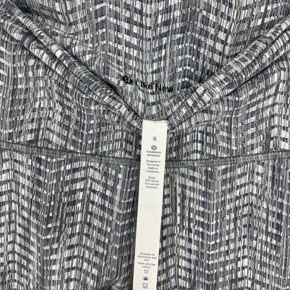 Lululemon Wunder Under HR 21" Luon Arrow Jacquard Battleship Silver Spoon Size 6 - Picture 6 of 9